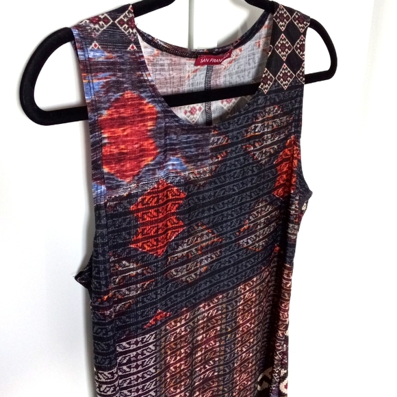 🇨🇦 Medium san Francisco lightweight spandex polyester midi dress aztec pattern - Picture 3 of 5